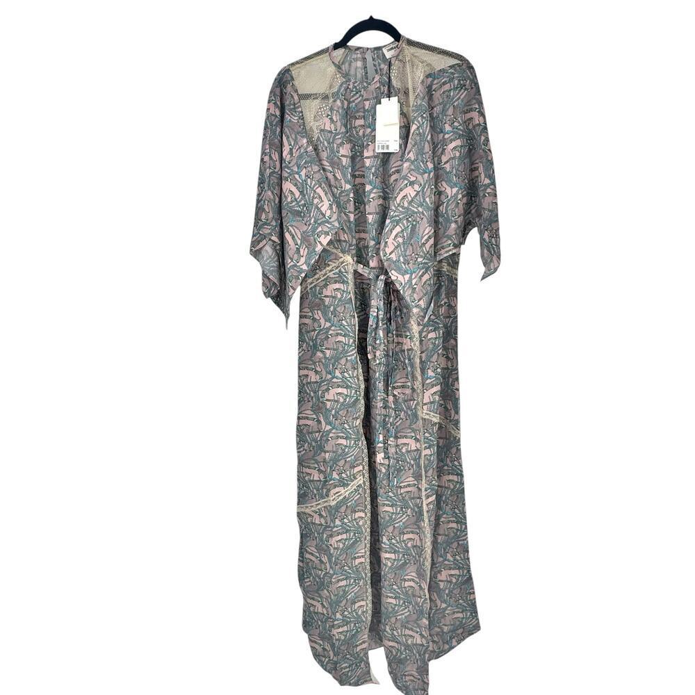 Zadig & Voltaire Silk Lace Blend Chain Print Maxi Dress Long Sleeves Size L NWT - Picture 6 of 12